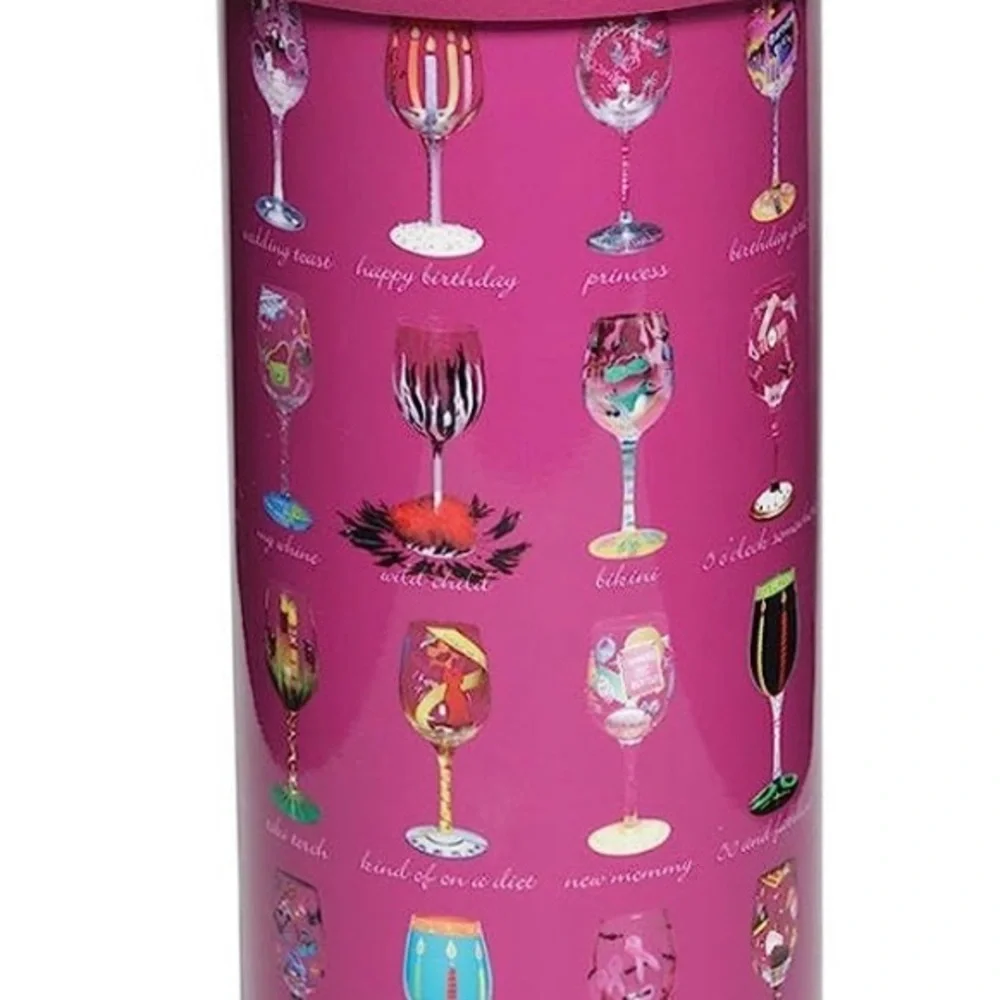 Lolita Wine Glass Sunglass Cooler Pattern Bejeweled with Container - Picture 3 of 3